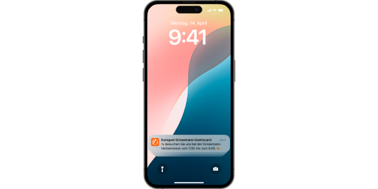 Screen mit mobile-pocket Push-Notification für digitale B2B Kundenbindung