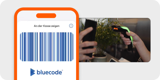 Einfach Bluecode scannen und ohne Bargeld bezahlen