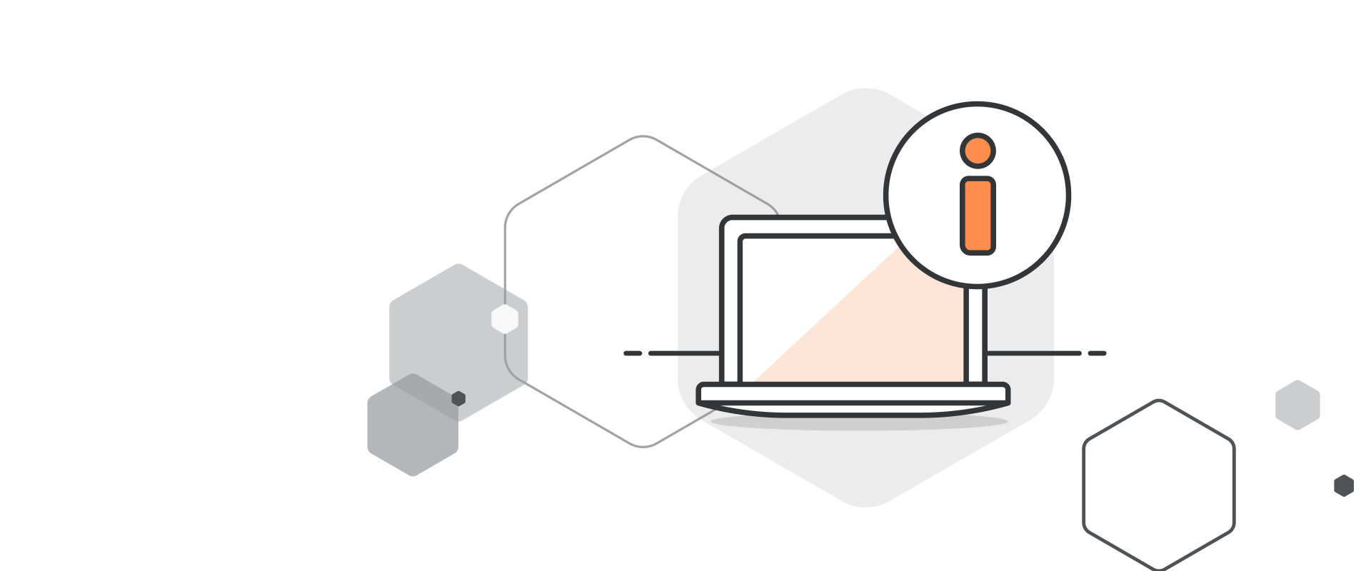 Infographic: Laptop with an ‘i’ for information as a symbol for FAQ